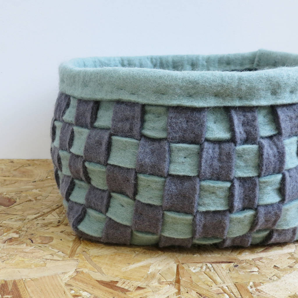 fairtrade handmade eco felt woven storage basket by aura que
