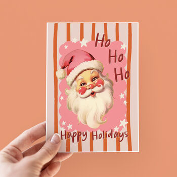 Happy Holidays Vintage Santa Christmas Card, 4 of 4