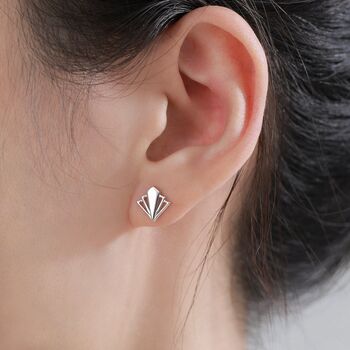 Art Deco Inspired Small Stud Earrings In Sterling Silver, 6 of 11