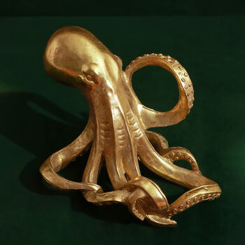 G Decor Brass Octopus Shaped Wine Bottle Holder, 3 of 5