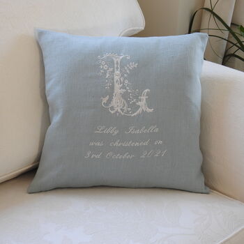 Personalised Embroidered Christening Cushion, 2 of 3