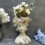 26cm Grey Green Ladies Head Plant Pot With Pink Flowers, thumbnail 5 of 12