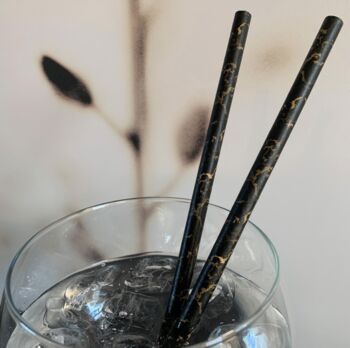 Black Marble Paper Straws Box Of 20 100% Recyclable, 2 of 3