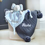 Personalised Elephant Comforter And Cable Blanket Steel, thumbnail 4 of 9