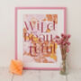 'Wild And Beautiful' Screen Print On Vintage Wallpaper, thumbnail 1 of 4