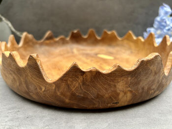 28cm Driftwood Teak Root Fruit And Nut Bowl – Wavy Edge, 6 of 12