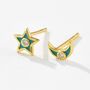 Gold Plated Colourful Star And Moon Stud Earrings, thumbnail 3 of 7
