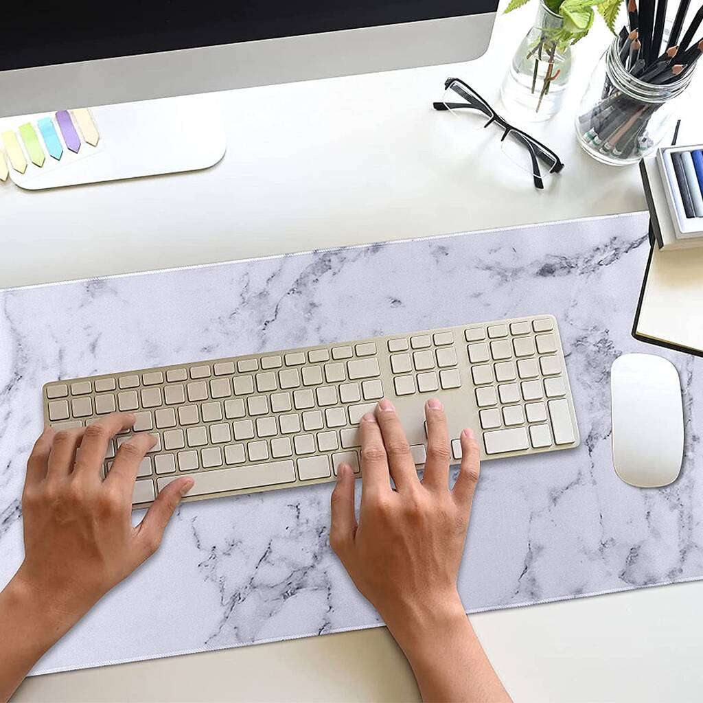 White Marble Desk Pad Protector, 1 of 7
