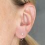 Dainty Sterling Silver Heart Pull Through Earrings, thumbnail 2 of 7