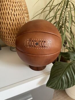 Leather Basketball And Wooden Stand, 3 of 5