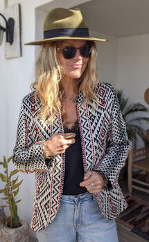 Zambezi Geometric Tribal Short Biker Jacket Coat, 3 of 12