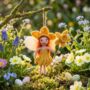 Handmade Felt Daffodil Fairy Hanging Decoration, thumbnail 1 of 5