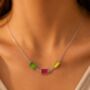 Personalised Baguette Cut Shaped Family Birthstones Necklace, thumbnail 4 of 10