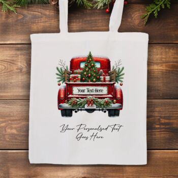 Personalised Christmas Vintage Truck Tote Bag, 7 of 10