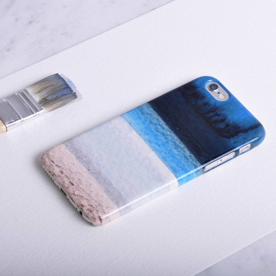 Ocean Beach Phone Case Design In Blue, White And Brown By