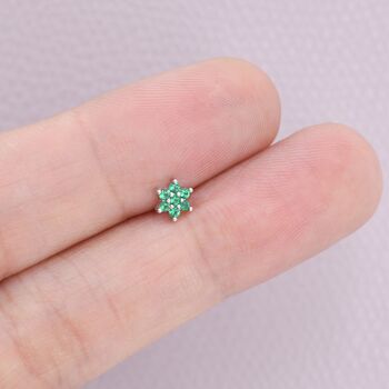 Pair Of Sterling Silver Very Tiny Cz Flower Stud Earrings, 5 of 12