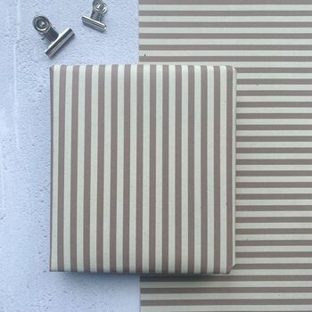Stripe Mocha Paper Fibre 42cm X 29.Seven Size Wrapping Paper Sheet, 5 of 5
