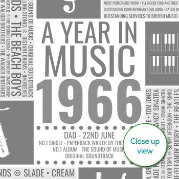 Personalised Music Year Print For Dad Gift Fathers Day, 6 of 12
