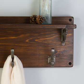 Reclaimed Wood Victorian Coat Hook Shelf, 3 of 6