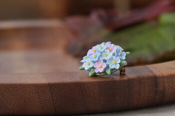 Hand Painted Forget Me Not Brooch, 2 of 4