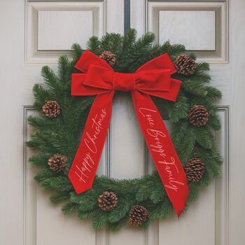 Personalised Velvet Christmas Wreath Bow, 5 of 7