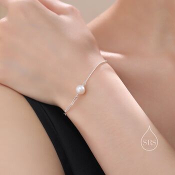Sterling Silver Mixed Chain Freshwater Pearl Bracelet, 6 of 12