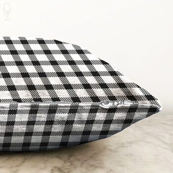 Black And White Gingham Soft Cushion Cover, 3 of 4