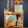 Orange And Turquoise Stripe Storage Baskets, thumbnail 1 of 9