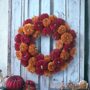 Autumn Velvet Pumpkin Wreath, 2 of 4