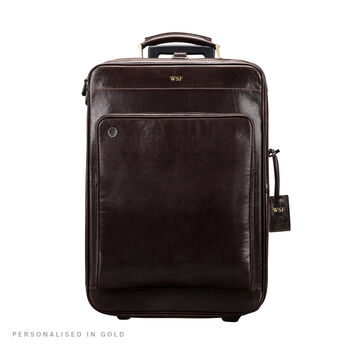 Personalised Wheeled Leather Trolley Case 'Piazzale', 3 of 12