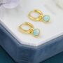 Sterling Silver Dangling Green Opal Hoop Earrings, thumbnail 3 of 12
