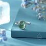 Sterling Silver Large Oval Cabochon Moss Agate Classic Single Stone Engagement Ring, thumbnail 1 of 12