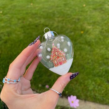 Christmas Gingerbread House Glass Bauble, 2 of 3