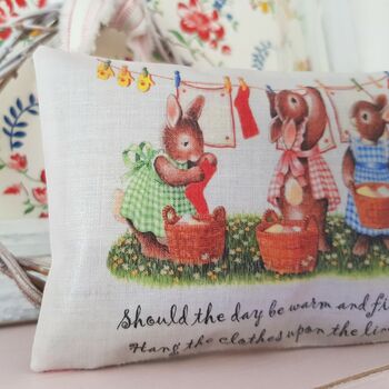 Bunny Illustration Fabric Fragrant Gift Pillow, 3 of 8