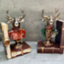 Set Of Elegant Suited Deer Bookends Novelty Décor Gift, thumbnail 5 of 12