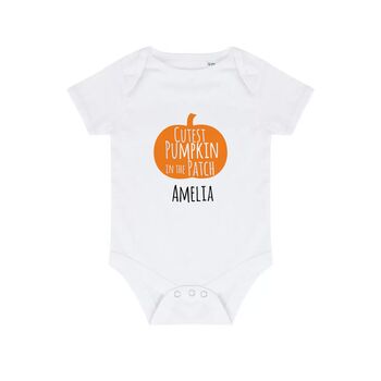 Cutest Pumpkin In The Patch Halloween Baby Grow, 3 of 4