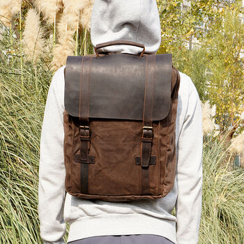 Personalised Canvas And Leather Backpack By Eazo | notonthehighstreet.com