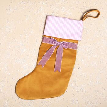 Two Tone Velvet Bow Stocking, 4 of 7