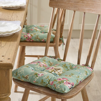 Set Of Two Floral Jardin Seat Pads With Ties, 2 of 7