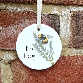 Bee Happy Ceramic Hanging Decoration, 5 of 8