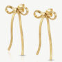 Women’s Bow Earrings With Herringbone Chain In 18k Gold, Bridesmaid, Party Jewellery, thumbnail 2 of 3