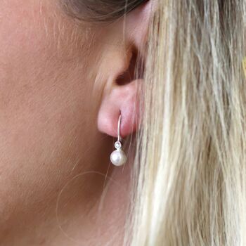 Sterling Silver Pearl Drop Earrings, 6 of 8