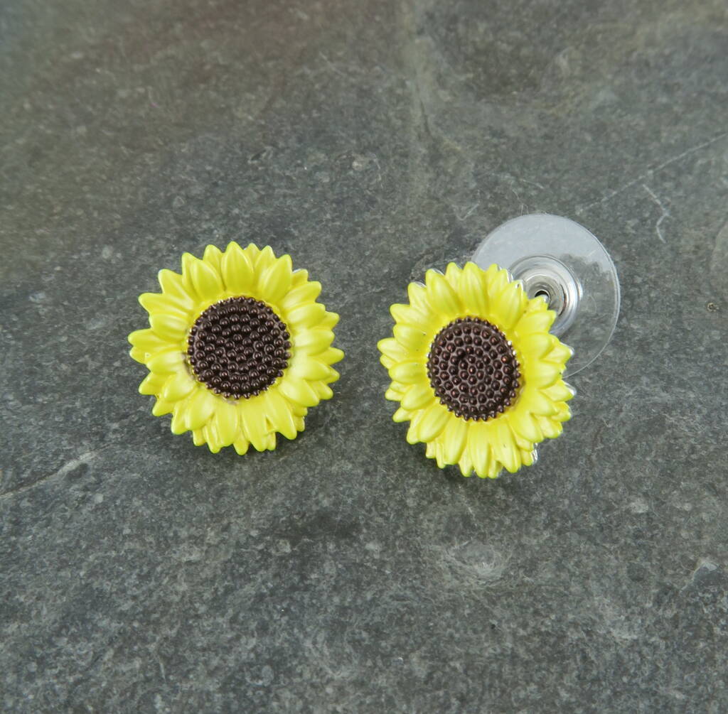 Sunflower Yellow Stud Earrings By ATLondonJewels