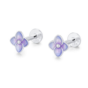 Sterling Silver Purple Hydrangea Flower 16 G Flat Back Labret Earrings, 6 of 11