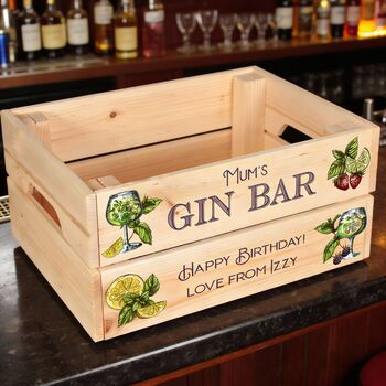 Personalised Gin Bar Treat Hamper Gift Crate, 2 of 5