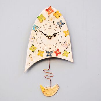 Bright Flowers And Brown Bird Wall Clock, 5 of 7
