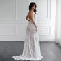 Ivory Macramé Lace Boho Wedding Dress With Open Back And Train, thumbnail 1 of 12