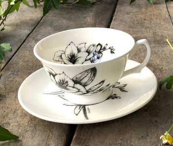Freesia And Orange Blossom Fine China Cup And Saucer, 4 of 9