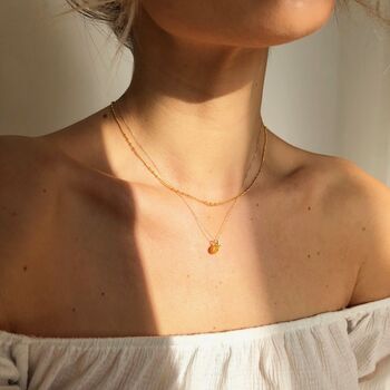 Tiny Orange Pendant Necklace In Gold Plating, 5 of 7