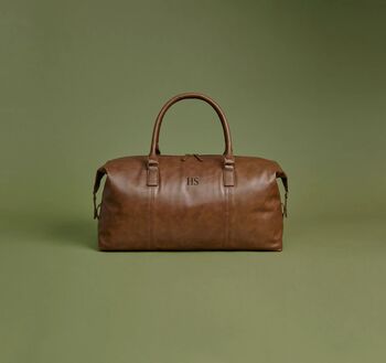 Personalised Leather Look Nuhide Pu Leather Weekender, 5 of 7
